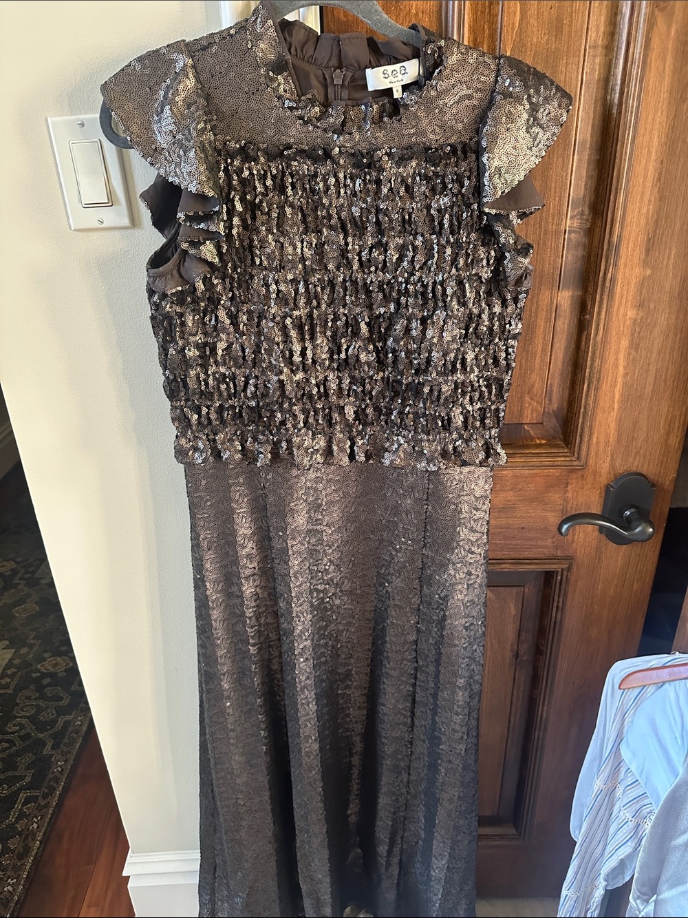 Sea Metallic Brown Embellished Evening Dress NWT Sz 6